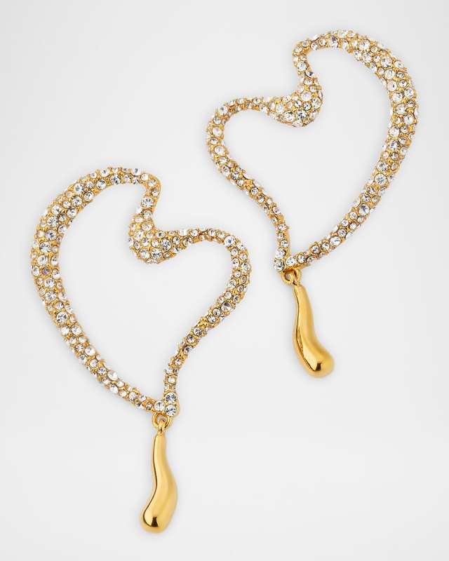 Wire Heart Earrings with Pave Crystals